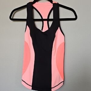 Lululemon Cardio Kick Black Pink Orange Racerback Tank Size 6